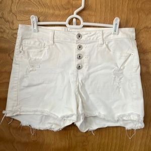 NOBO size 11/30 white, button fly, high rise shorts